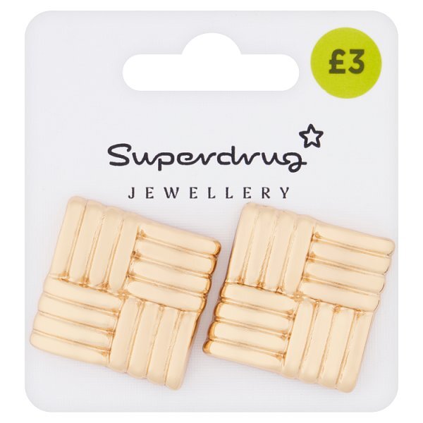 Superdrug Gold Tone Ribbed Large Earrings