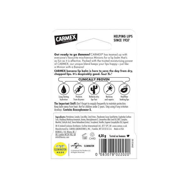 Carmex Minions Banana Lip Balm Stick SPF15 4.25G