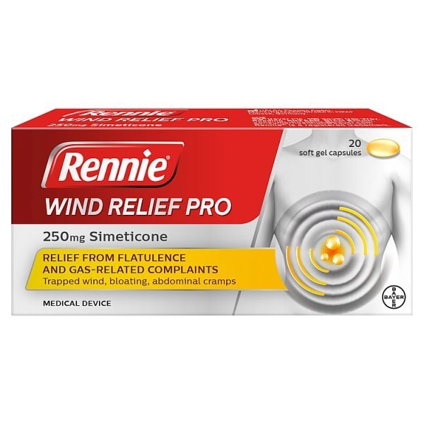Rennie Wind Relief Pro 250mg Simeticone 20 Capsules