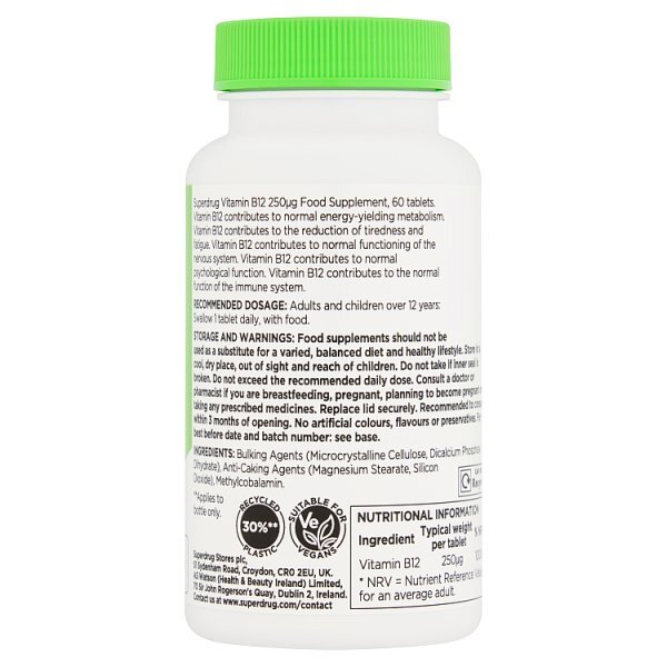 Superdrug High Strength Vitamin B12 250ug 60s