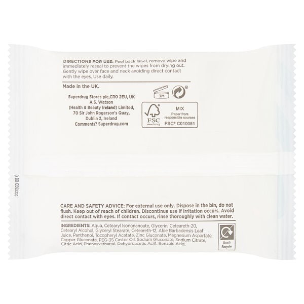Superdrug Sensitive Skin Biodegradable Face Wipes