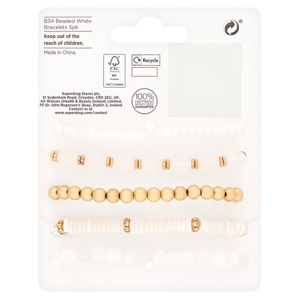 Superdrug Beaded White Bracelets 5pk