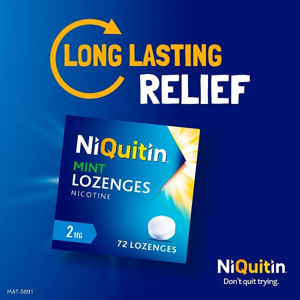 NiQuitin Mint 2mg Lozenges, 72 Lozenges- Quit Smoking Aid