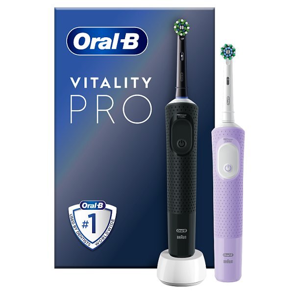Oral-B Vitality Pro Black & Lilac Electric Toothbrush Duo Pack