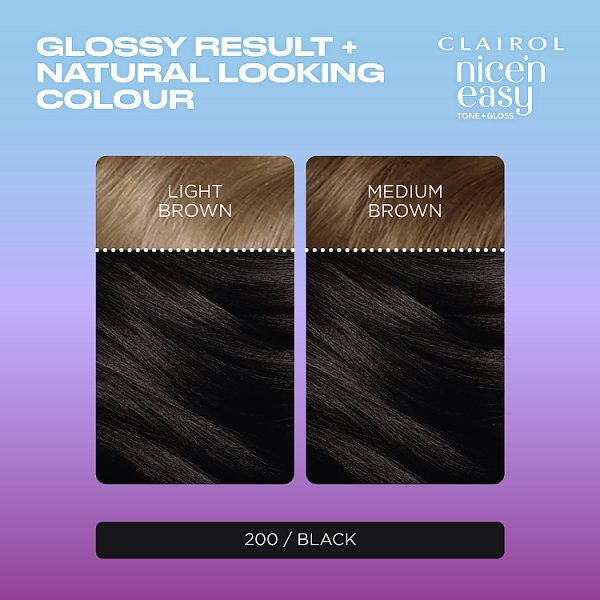 Clairol Nice'n Easy Tone+Gloss Semi-Permanent Hair Dye 200/83 Black