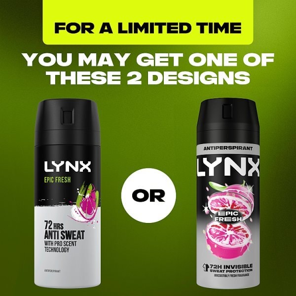 DNR Lynx Antiperspirant Deodorant Aerosol Epic Fresh 150ml