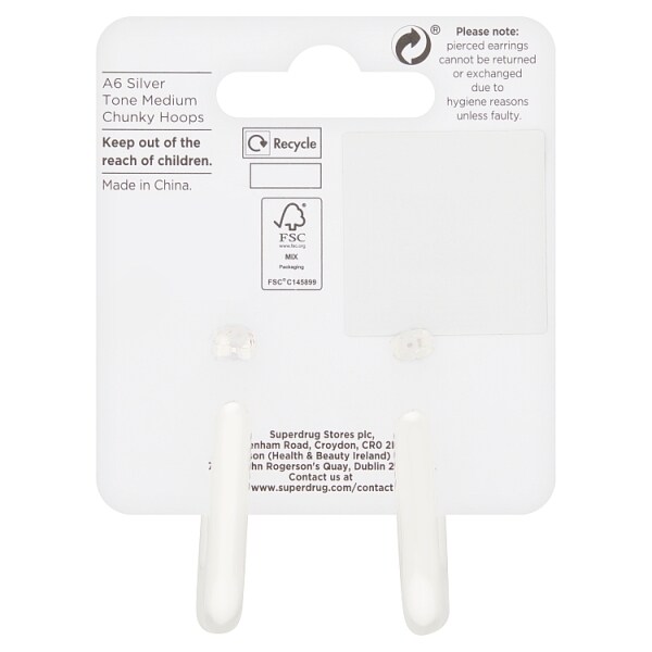 Superdrug Silver Tone Medium Chunky Hoops