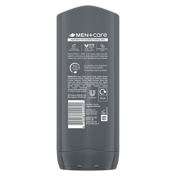 Dove Men+Care Eucalyptus + Mint 3-in-1 Hair, Face and Body Wash 400 ml