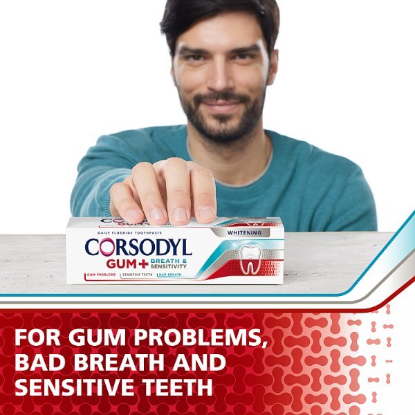 Corsodyl Gum+ Breath & Sensitivity Toothpaste Whitening 75Ml