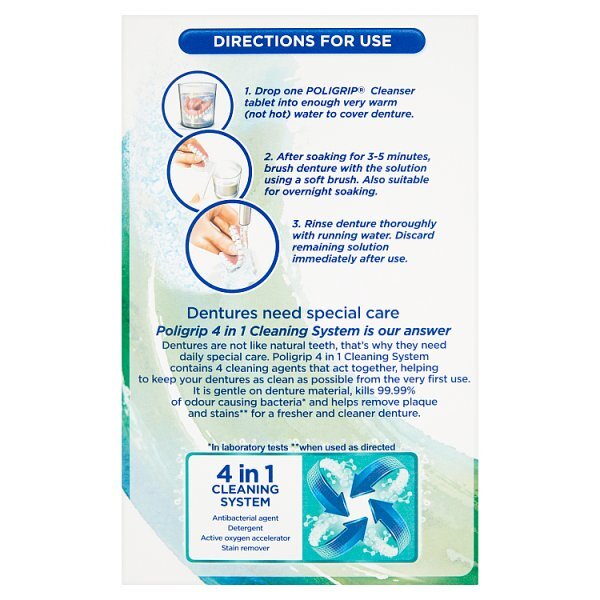 Poligrip Whitening Daily Cleansers 30pk