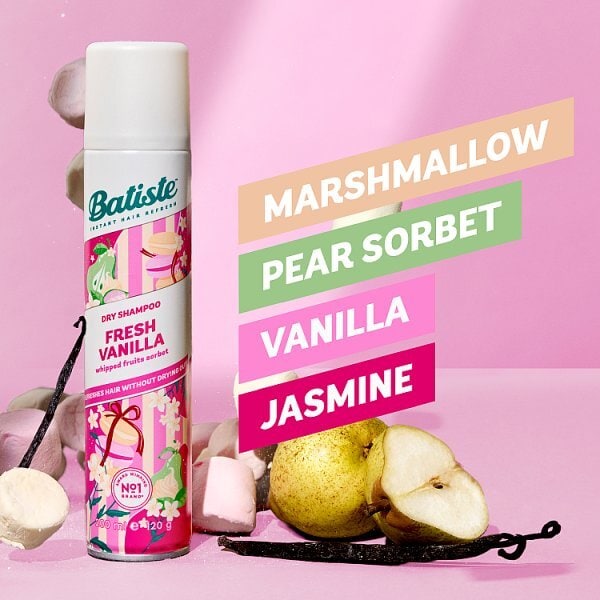 Batiste Dry Shampoo Fresh Vanilla, Dry Hair Shampoo, 200Ml