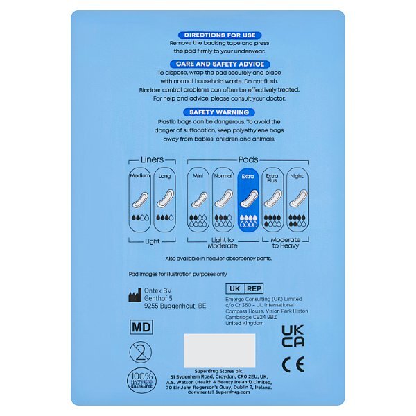 Superdrug Extra Incontinence Pad x10