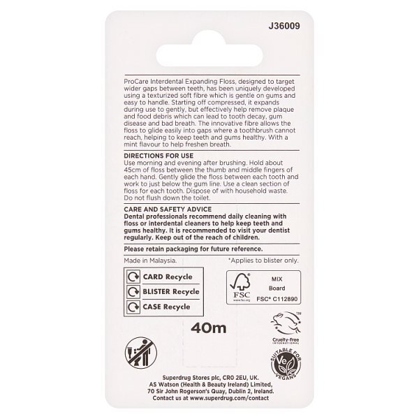 S/D PROCARE EXPANDING FLOSS 40M