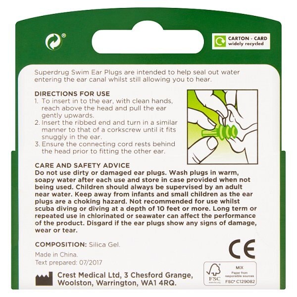 Superdrug Swim Ear Plugs 2 Pairs
