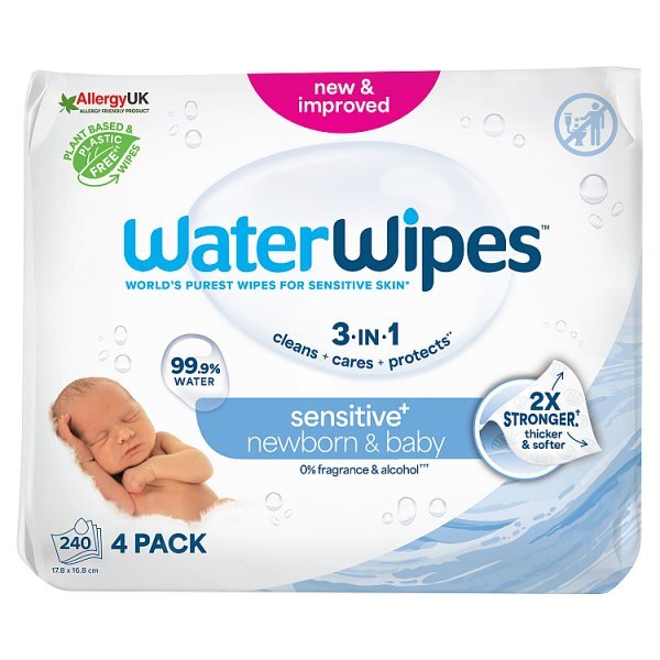 Waterwipes Sensitive Newborn Biodegradable Baby Wipes 4 Pk