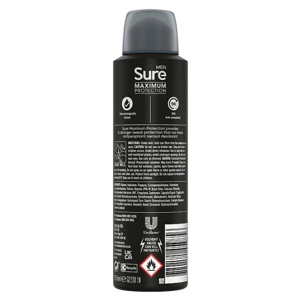 Sure Men Maximum Protection Cobalt Dry Anti-Perspirant Aerosol 150 ml