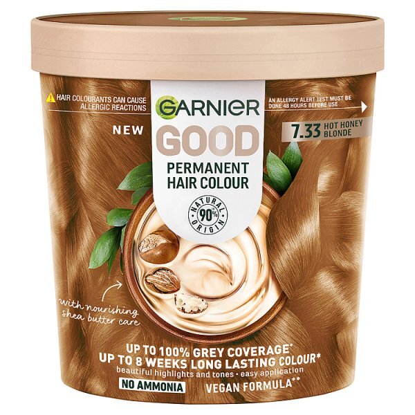 Garnier GOOD Hair Dye 7.33 Hot Honey Blonde, 100% Grey Coverage