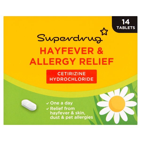 Superdrug Allergy & Hayfever 1 a Day Cetirizine Tablets X 14
