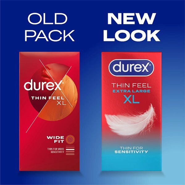Durex Thin Feel XL Condoms More Sensitivity Wide Fit 12s