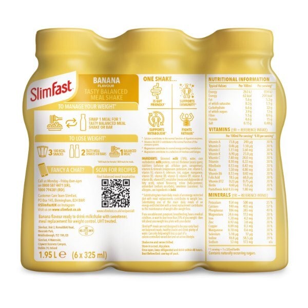 Slimfast Milkshake Multipack Bottle Banana 6X325ml