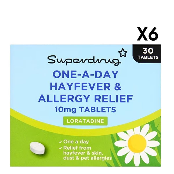Superdrug one a day Loratadine Hayfever Tablets Bundle x6