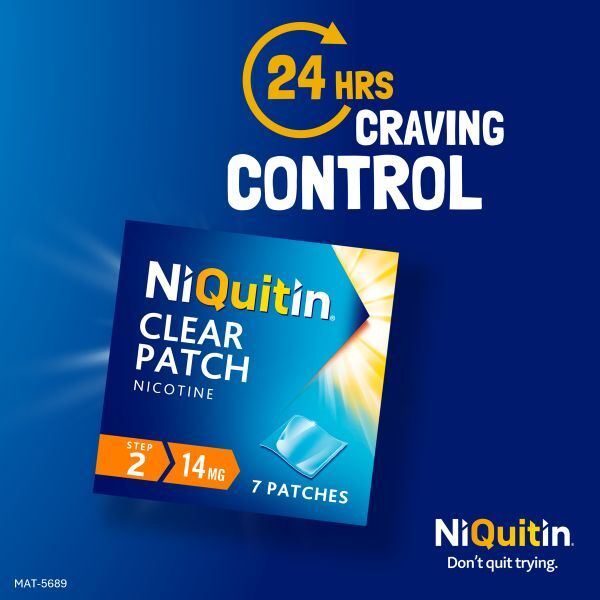 NiQuitin 14mg Step 2- 7 Nicotine Patches- Stop Smoking Aid