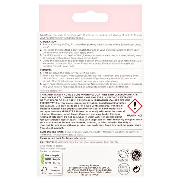 Finishing Touches Bumper False Nails Kit Pinks