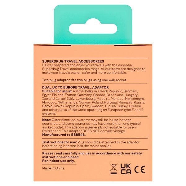 Superdrug UK to EU Dual Travel Adaptor