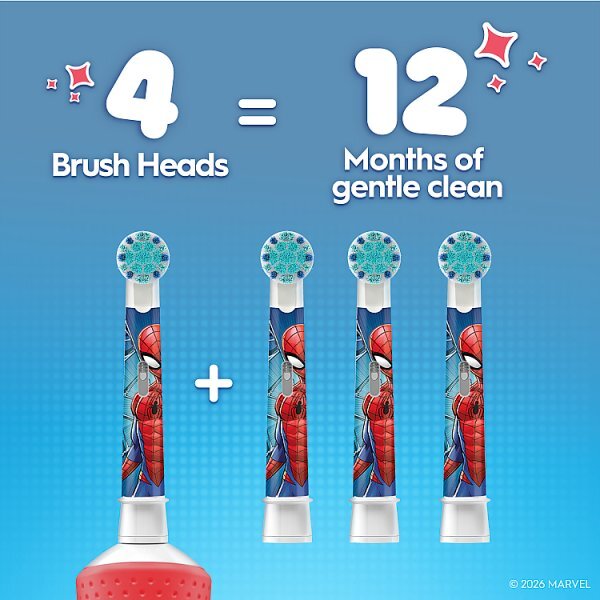 Oral-B Pro Kids Spiderman Toothbrush Heads, 4 Counts