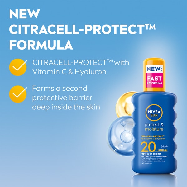 NIVEA SUN Sun Cream Spray Protect & Moisture SPF20 200ml
