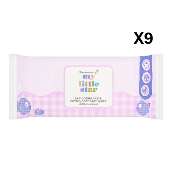 Superdrug My Little Star Baby Wipes 64 Frag Bio x9 Bundle