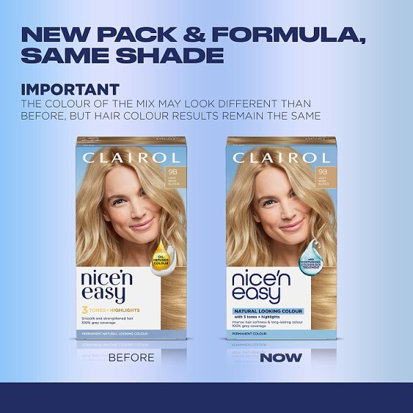 Clairol Nice'N Easy Crème Permanent Hair Dye 9B Light Beige Blonde