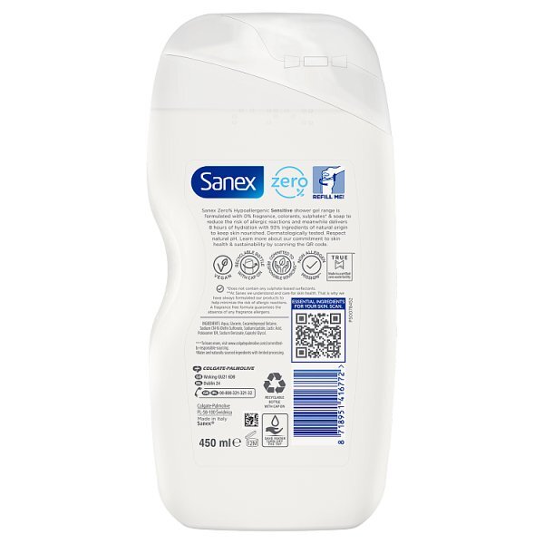 Sanex Zero % Sensitive Skin Shower Gel 450ml