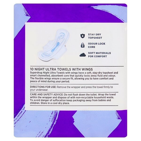Superdrug Night Ultra Towel Wings x10