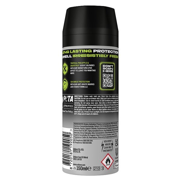 DNR Lynx Antiperspirant Deodorant Aerosol Epic Fresh 150ml