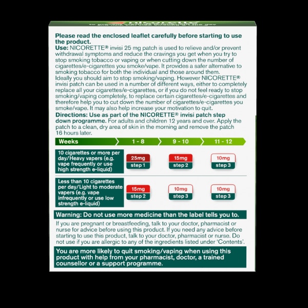 Nicorette Invisi 25 Mg Step 1- 14 Nicotine Patches