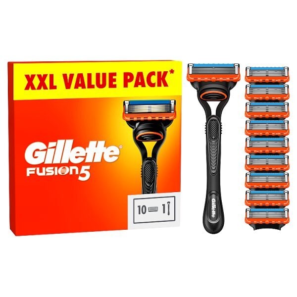 Gillette Fusion Value Pack, Razor + 10 Razor Blades