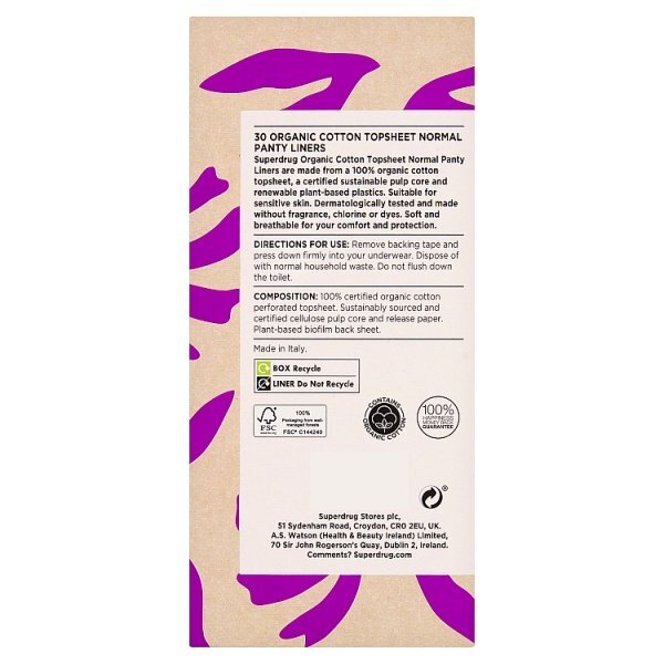Superdrug Cotton Panty Liner Normal x30