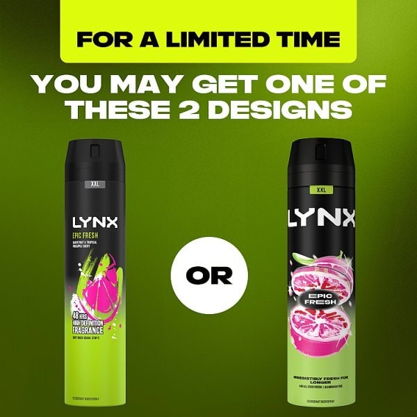 Lynx Deodorant Bodyspray Aerosol Epic Fresh 250ml