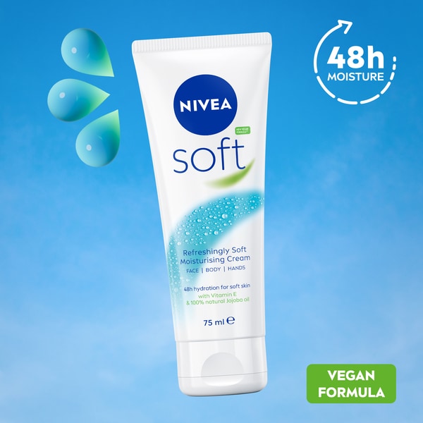 NIVEA Soft Moisturiser Cream for Face, Hands & Body, 75ml