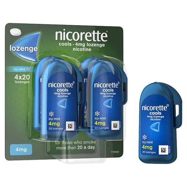 DNR Nicorette Cools 4mg Icy Mint Lozenge 80s (Stop Smoking)