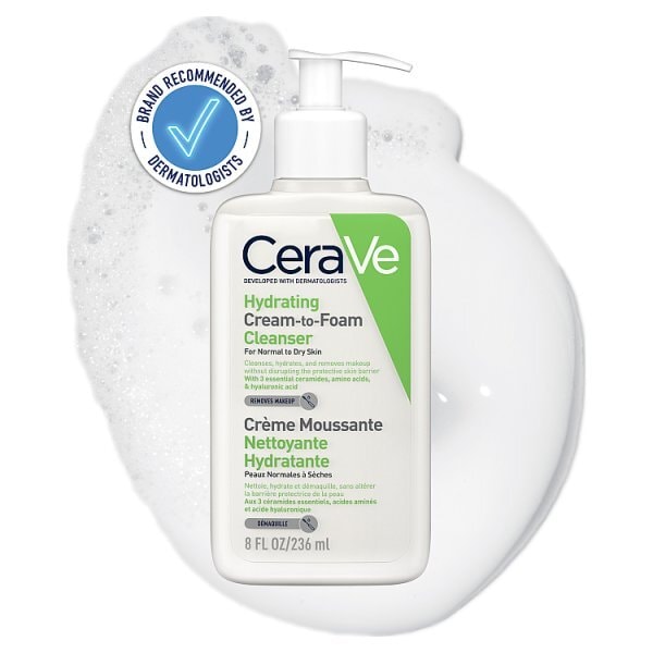 CeraVe Cream to Foam Cleanser with Hyaluronic Acid for Dry Skin 236ml