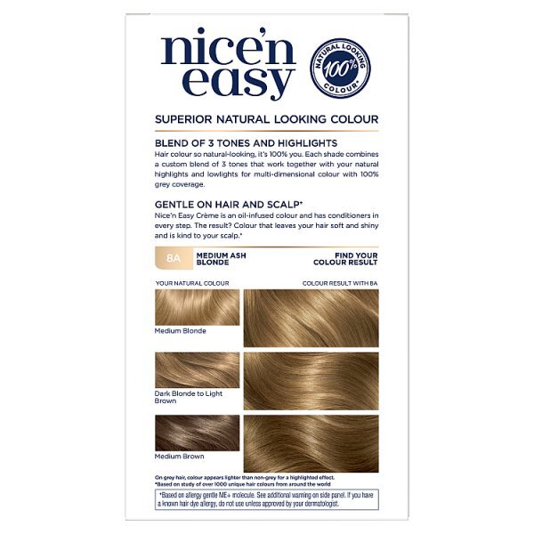 Clairol Nice'n Easy Hair Dye 8A Medium Ash Blonde