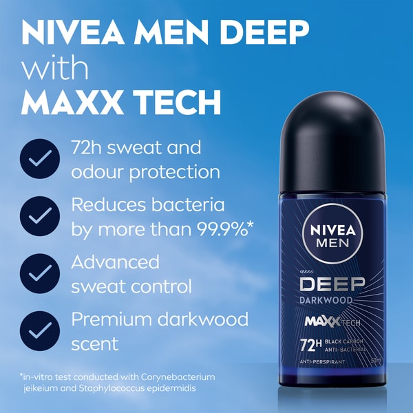 NIVEA MEN Deep 72H Anti-Perspirant Roll-On Deodorant 50ml