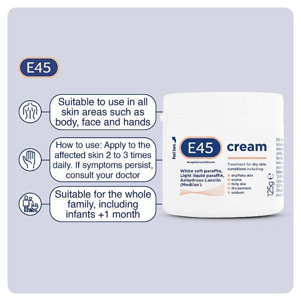 E45 Dermatological Moisturising Cream 125g