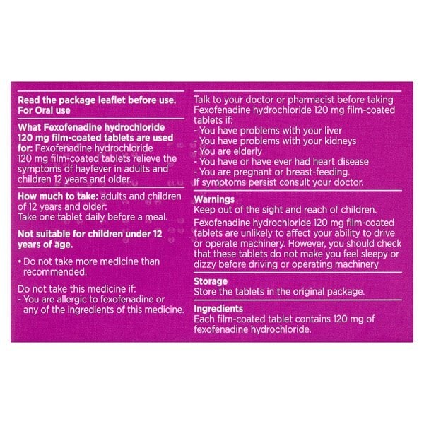 Superdrug Fexofenadine Hydrochloride 120mg Tablets x10