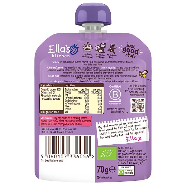 Ella's Kitchen Organic First Tastes Prunes 4m+ 70g