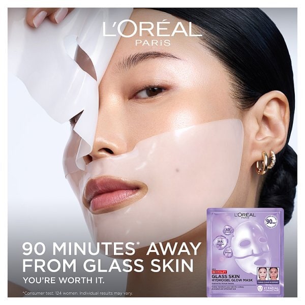 L'Oréal Paris Revitalift Glass Skin Hydrogel Glow Mask Korean Skincare Inspired Face Masks 1pc
