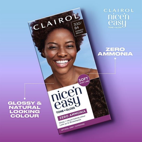 Clairol Nice'n Easy Tone+Gloss Semi-Permanent Hair Dye Darkest Brown