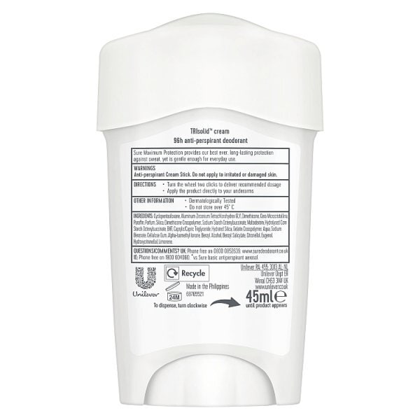 Sure Maximum Protection Confidence Anti-Perspirant Cream 45 ml